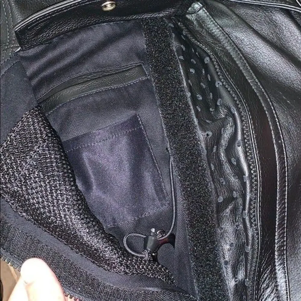 Harley-Davidson Men's Black Genuine Leather Biker Motorcycle Jacket Size Medium